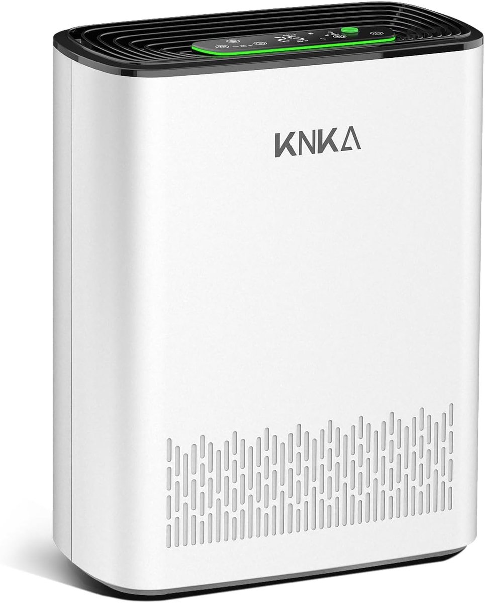 SnelShoppen - KNKA Luchtreiniger Air Purifier APH3000, HEPA-filter, CADR 300 m³/h, tot 80 m², slimme sensor, ideaal voor rokers en huisdieren, wit