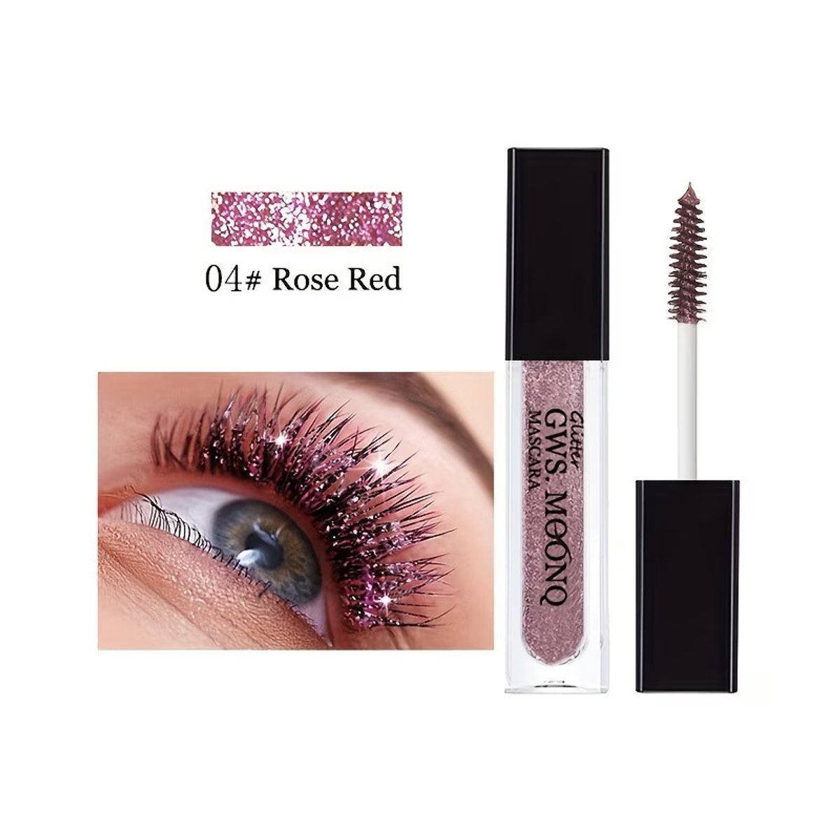 Rosérode Glitter Mascara – Glitter Wimpers Mascara met Sprankelende Finish – Langhoudende Festival & Party Make-up
