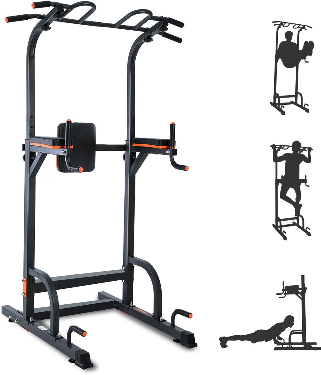 SnelShoppen - ISE Power Tower SY-5612 Optrekstang, Hoogte Verstelbaar, Multifunctioneel voor Buikspiertraining, Hometraining, Armleuningen, Fitness, T