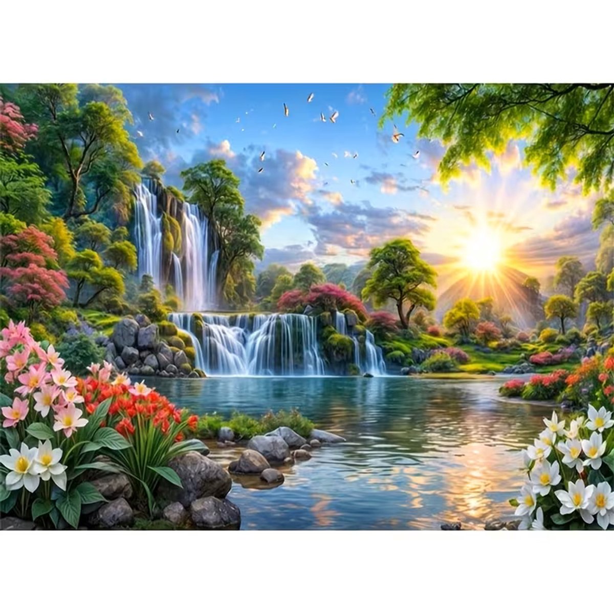 diamond painting mooi natuurlijk plaatje veel kleur en vrolijkheid 30 x 40 cm