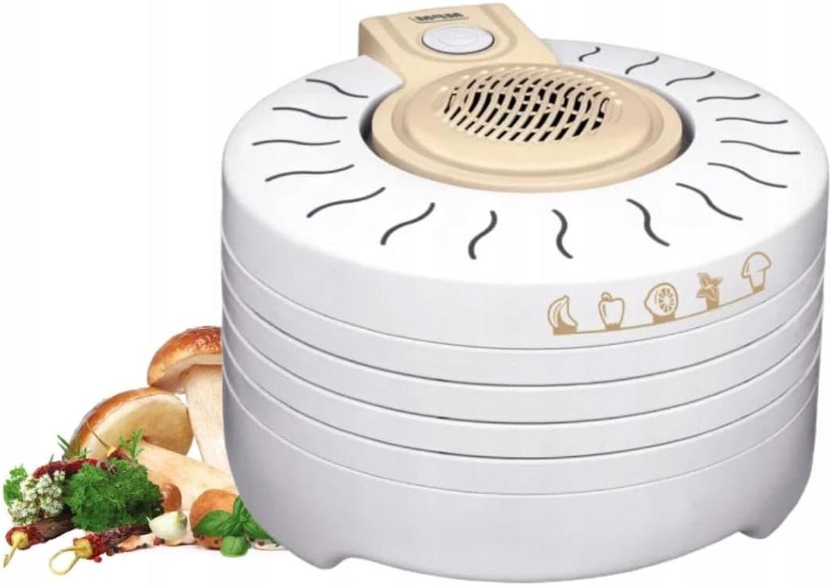 Voedseldroger Drogermachine Voedsel Bewaren Gelijkmatige Warmte 4 Schalen 28cm Wit