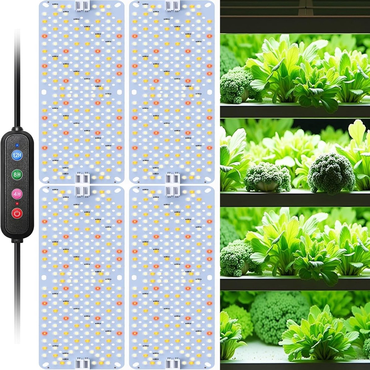 LED Plant Lamp Set met 768 LEDs - Volledig Spectrum Kweeklicht voor Binnenplanten, Groenteteelt en Bloeiende Planten met Timer en Daisy Chain Functie