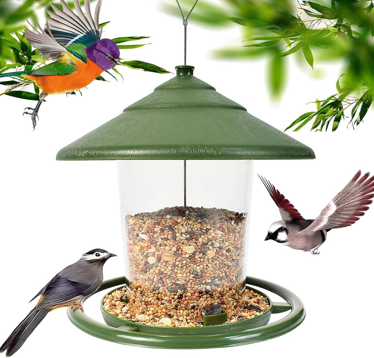 SnelShoppen - Voederhuis voor Wilde Vogels - Hangend Vogelvoederstation met Standaard - Weerbestendig Tuindecoratie - Ideaal voor Tuin, Balkon en Buit
