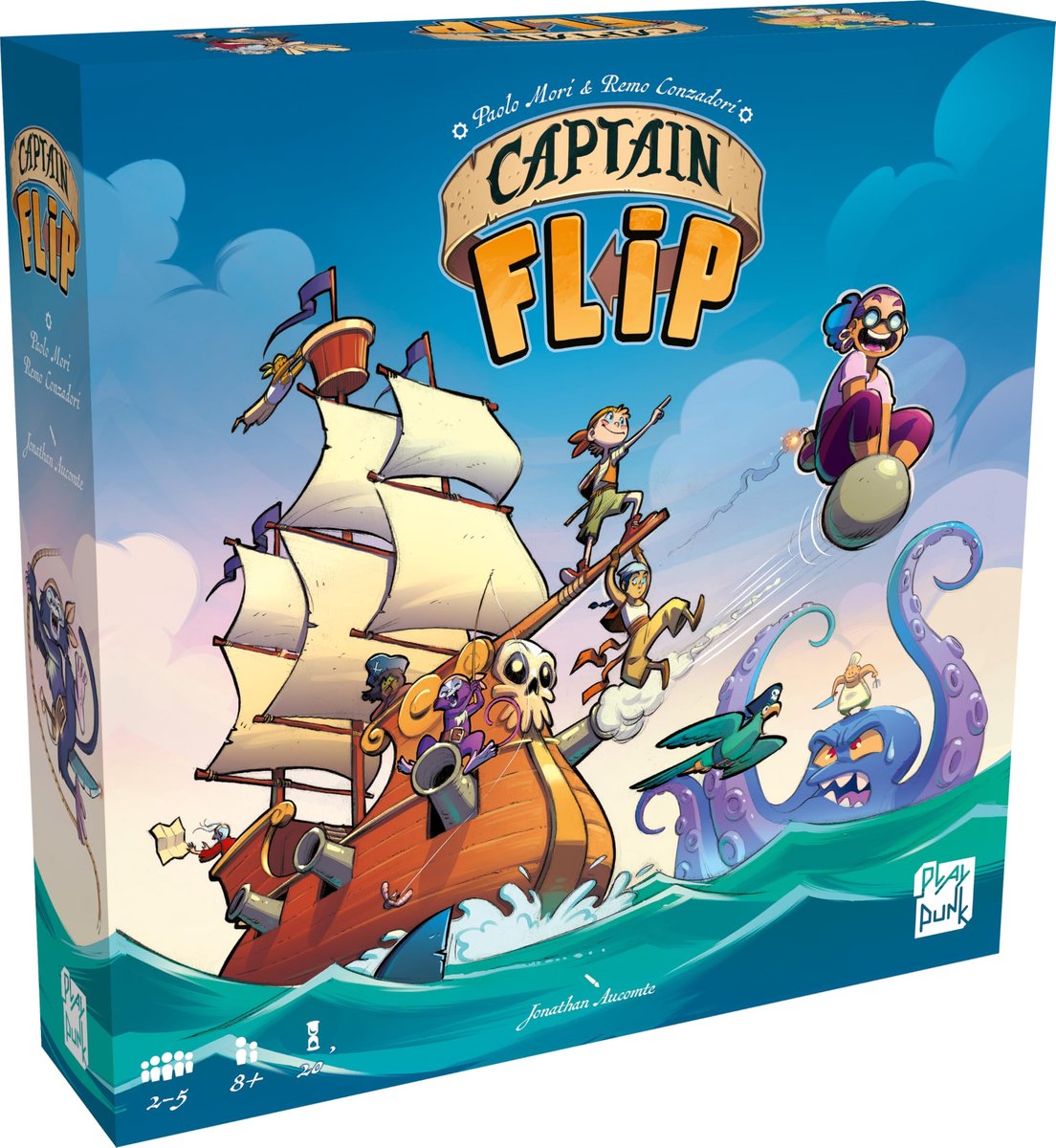 SnelShoppen - Captain Flip gezelschapsspel - 2 tot 5 spelers - vanaf 8 jaar - leuk voor kinderen - bordspel met schattenjacht en strategisch spelen -