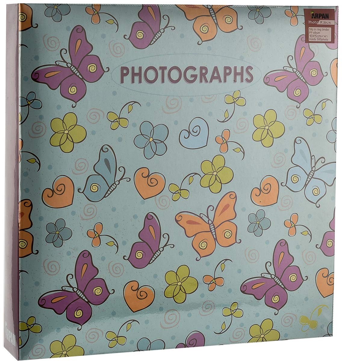 SnelShoppen - Grote Slip In Zakken 3-Ring Binder Fotoalbum voor 500 Foto's 6x4 inch - Bruiloft, Baby, Verjaardag - Butterfly Design - Ideaal Cadeau