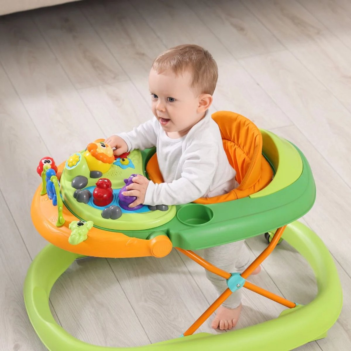 Chicco Walky Talky Loopstoeltje - Baby Walker met 3D-Speelboog & Elektronisch Speelbord - In Hoogte Verstelbaar (3 Standen) - Compact Opvouwbaar - Veilig met 6 Stoppers - Groen (6-12M) – foto 8