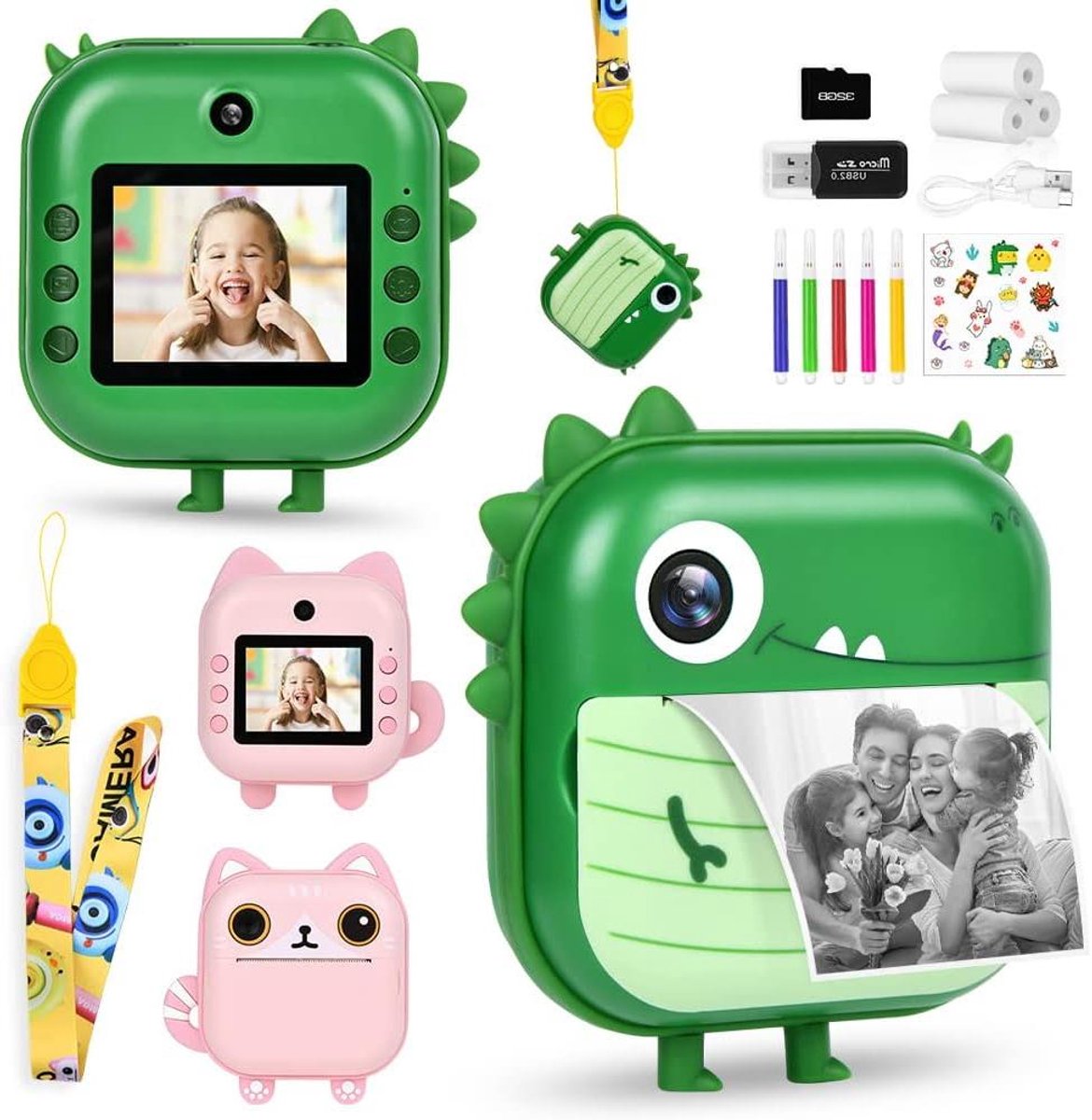 Kinder Camera - Direct Print Camera - Foto's Maken - Ingebouwde Printer - 2.4 Inch Scherm - Groen