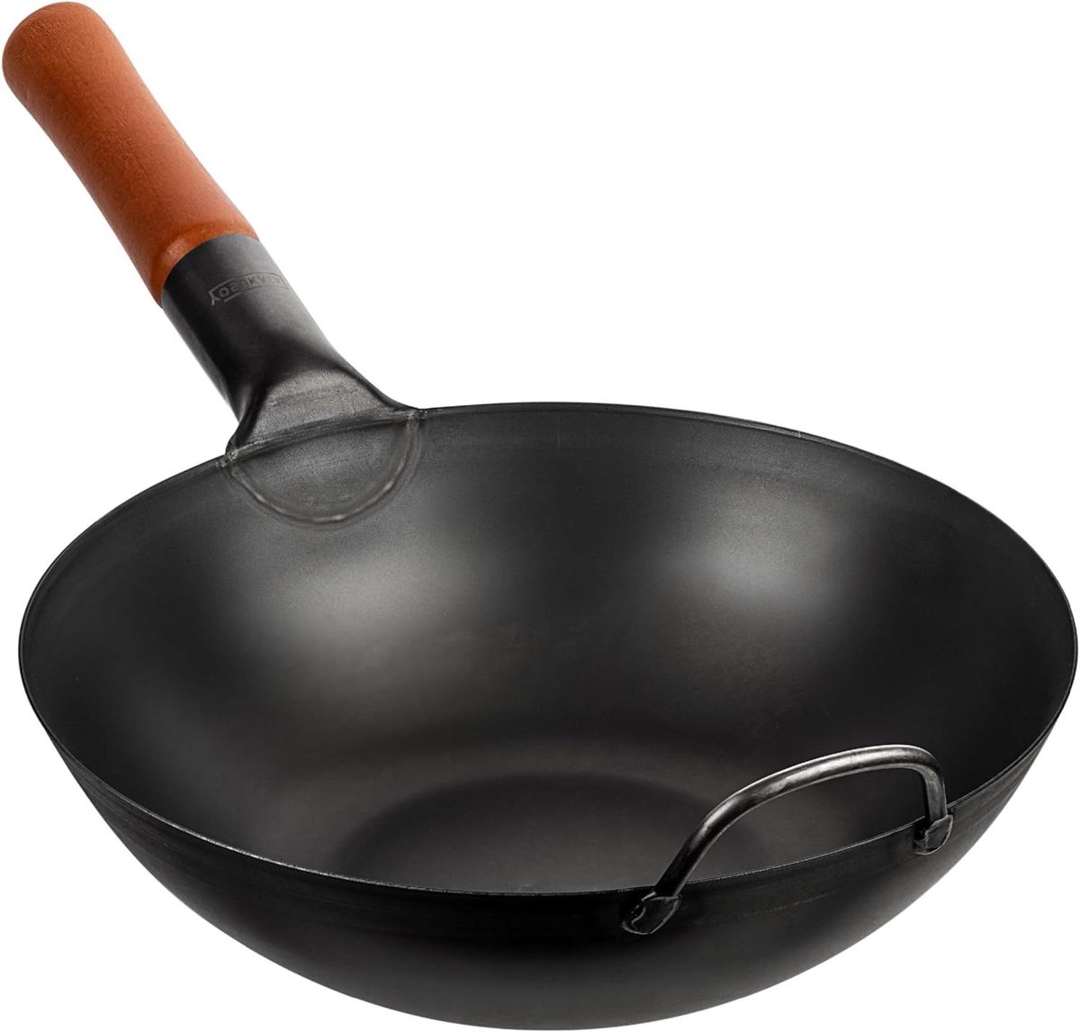 Koolstofstalen Wokpan - Roerbakpan - Aziatisch Koken - Voorbehandeld - 30 cm - Zwart