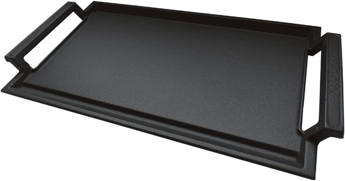 Gietijzeren grillplaat - Bakplaat pan - Buiten koken - Gelijkmatige warmte - 43 x 23 cm - Donkergrijs