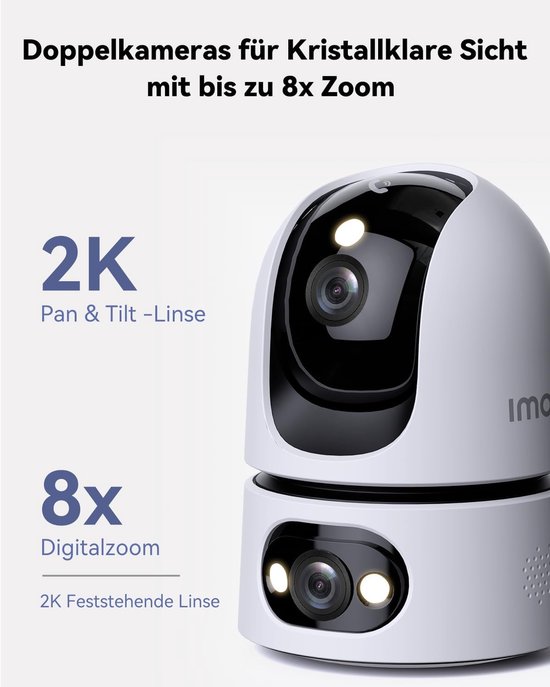 Binnencamera Met Twee Lenzen - Bewakingscamera AI - Huisbewaking Thuis - 360 Graden Draaibaar - 2K Resolutie - Wit — afbeelding 2