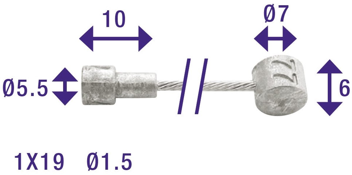 CORDO Remkabel - Binnenkabel - RVS - 300cm - 1,5mm - 1x19 draads - Inclusief 2 nippels