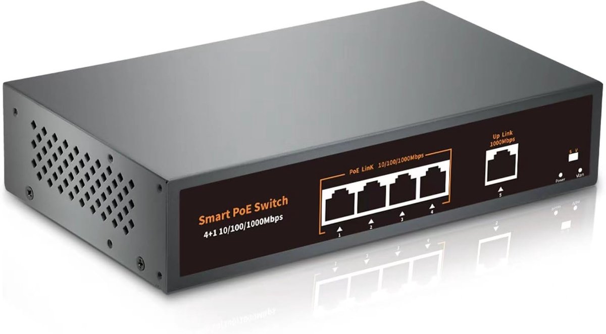 4 Poort Gigabit PoE Switch - 1000Mbps Uplink - 78W Power - Perfect voor netwerkuitbreiding - ShopVlot