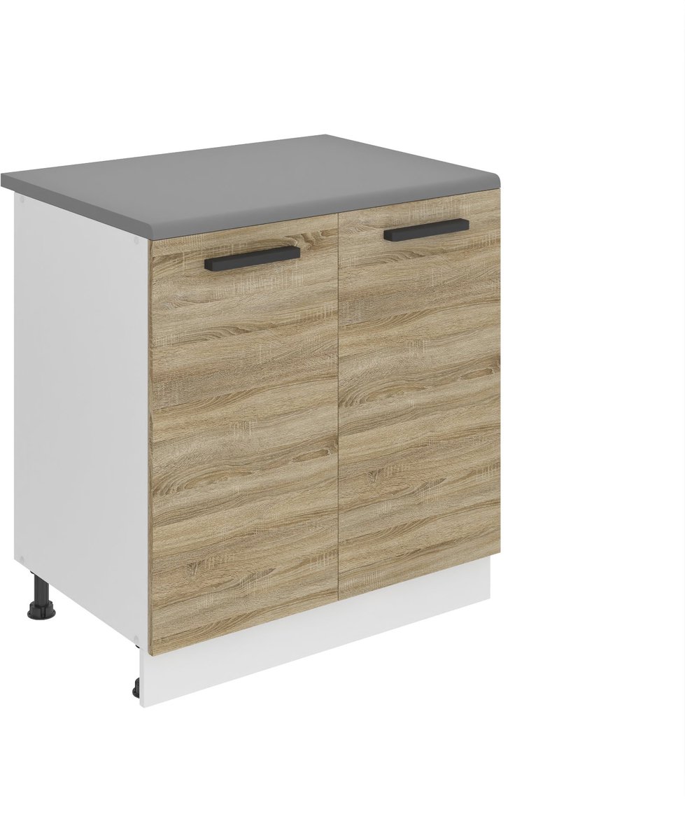 BELINI Keukenonderkast SD 80 cm met 2 Deuren met Werkblad - Sonoma Eiken