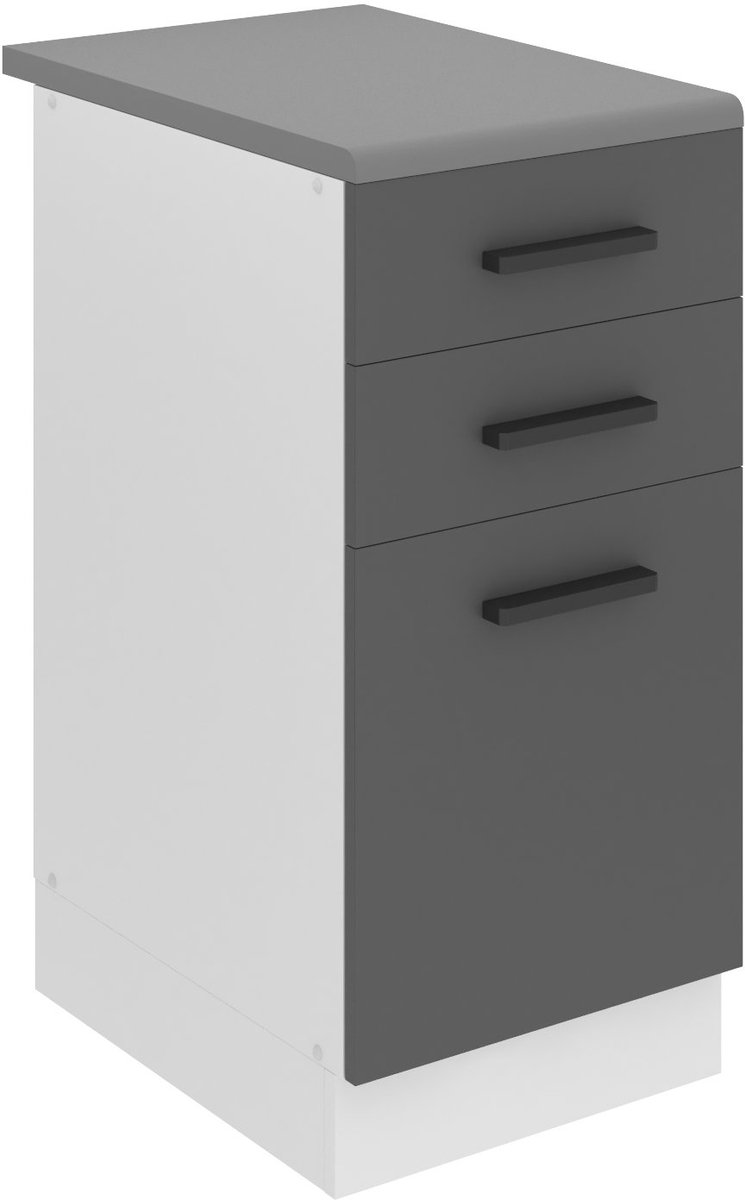 BELINI Keukenonderkast SDSZ 40 cm met Laden met Werkblad - Zilver Mat