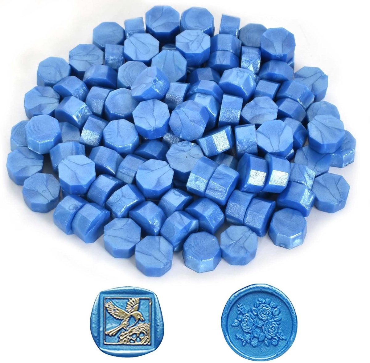 100 Stuks Blauwe Wasbolletjes voor Octagonale Wax Seal - Perfect voor Brieven, Uitnodigingen en Cadeauverpakking
