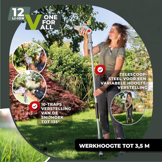 SP® Telescopische Heggenschaar - Elektrische Heggenschaar - Elektrische Telescopische Heggenschaar - Wit/Grijs - 13cm x 8cm x 235cm van sp — afbeelding 4