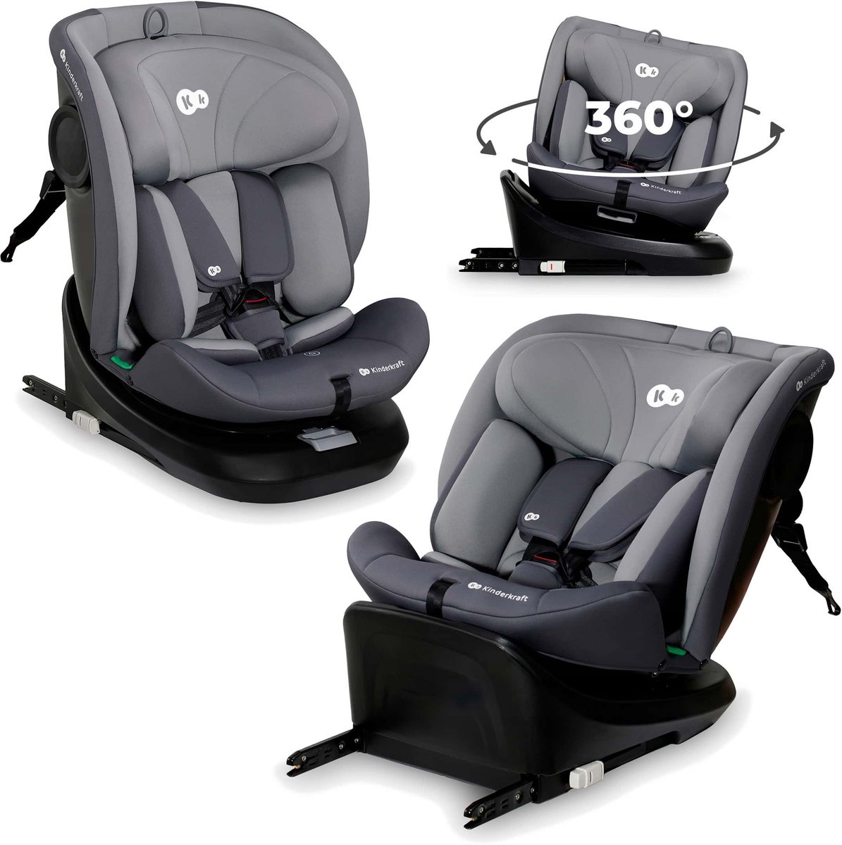 Bol.com Kinderkraft I-GROW I-SIZE Autostoel – 40-150 cm – Met Isofix – 360 - Groep 0/1/2/3 – Tot 12 Jaar – Grijs aanbieding
