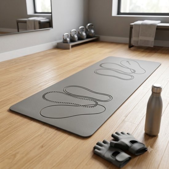 Grijze Pilates mat fitness mat unisex antislip squat mat 80 x 35 cm 0,6 cm dik voor yoga pilates squats lunges bilspier oefeningen thuis gym geweven oefenmat trainings mat functionele fitness apparatuur — afbeelding 4