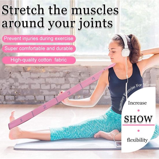 Fitness banden met 8 ringen voor kinderen en volwassenen, perfect voor yoga, pilates, gymnastiek en dans. Elastische latex banden voor training, flexibiliteit en kracht. — afbeelding 3