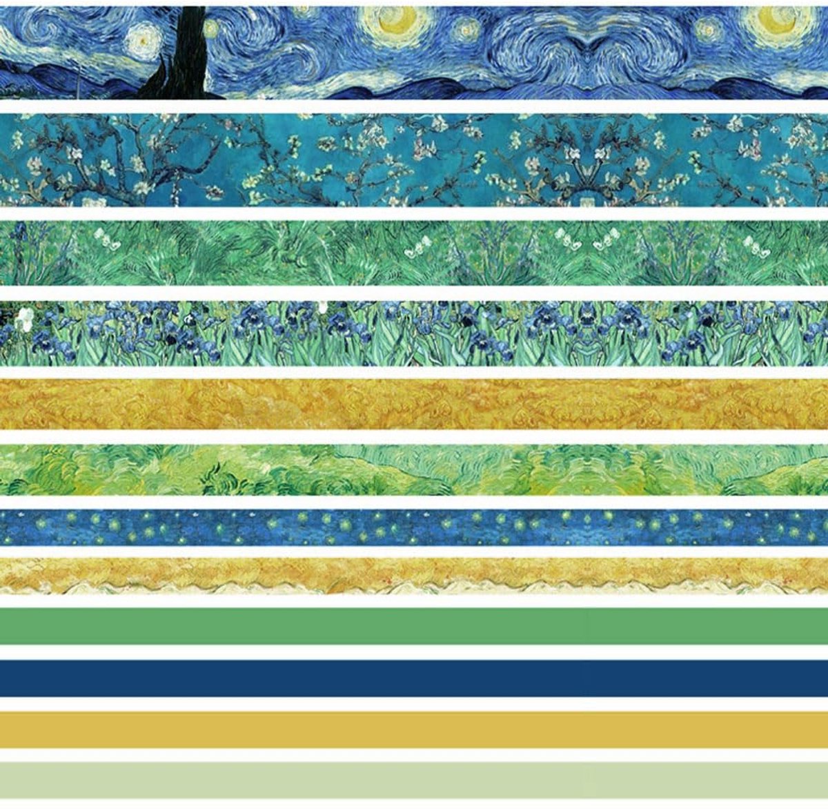 12 rollen washi tape (verschillende patronen) - 4 breedtes - 3 meter lang - Decoratieve tape voor creatieve projecten, scrapbooking, journaling, dagboeken en cadeauverpakkingen