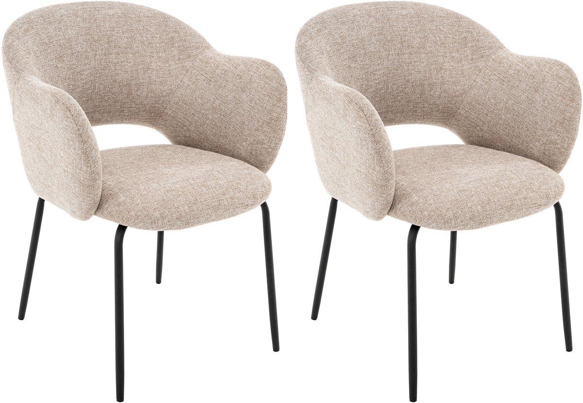 Eetkamerstoelen van 2 in brego beige stof