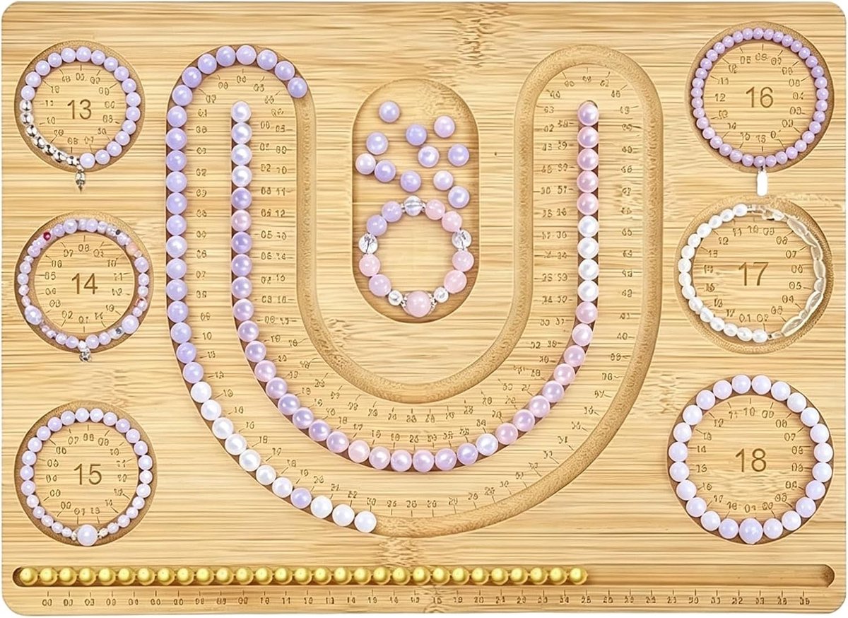 Bamboe kralenplank voor sieraden maken - Perfect voor DIY armbanden, halskettingen en pareldesign met 32,5 x 28 cm matten
