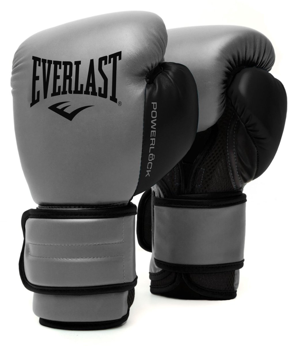 SnelShoppen - Bokshandschoenen voor Bokszak en Sparring - Everlast Powerlock 2R, Carbon, Geavanceerde Polssteun, Ergonomische Handgreep, Viervoudig Sc