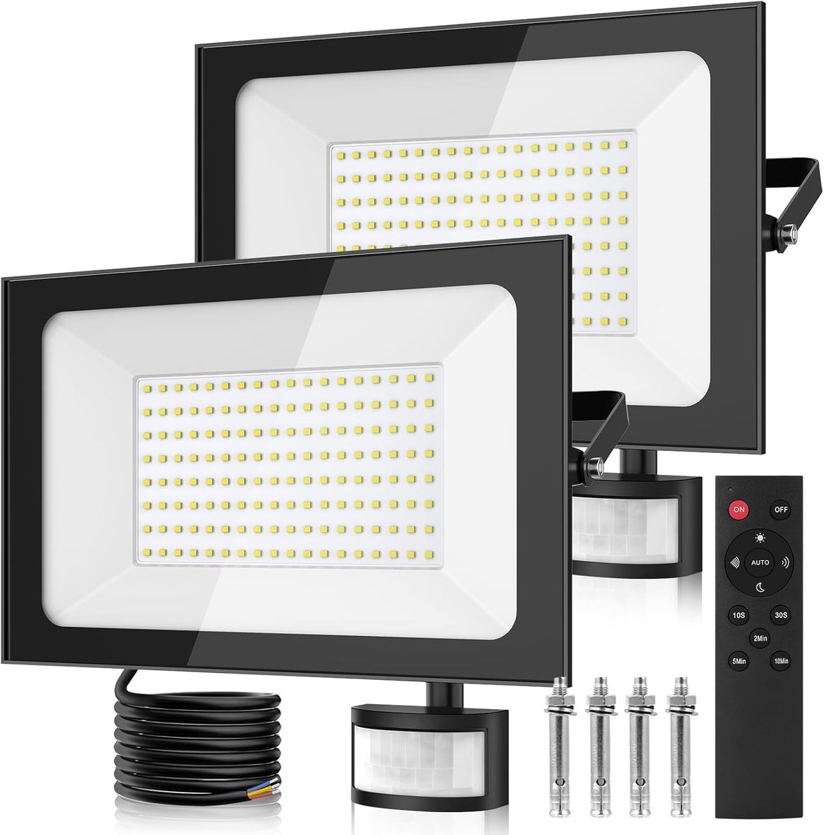 Papasbox 2x 150W LED Spotlight with Motion Sensor and Remote Control - ShopVlot