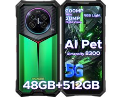 DOOGEE V50 5G - AI telefoon - Robuuste Smartphone - Android 16 - Dimensity 8300 - 48GB RAM + 512GB ROM / 2TB TF - 11000mAh/66W - RGB-sfeerlicht- 6,78 inch FHD+ - 200MP + 32MP -NFC - Face ID - Gemini AI -WIFI6E -Vingerafdrukherkenning - GPS