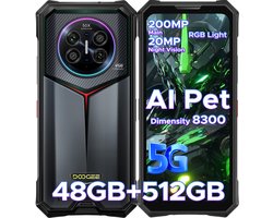 DOOGEE V50 5G - AI telefoon - Robuuste Smartphone - Android 16 - Dimensity 8300 - 48GB RAM + 512GB ROM / 2TB TF - 11000mAh/66W - RGB-sfeerlicht- 6,78 inch FHD+ - 200MP + 32MP -NFC - Face ID - Gemini AI -WIFI6E -Vingerafdrukherkenning - GPS