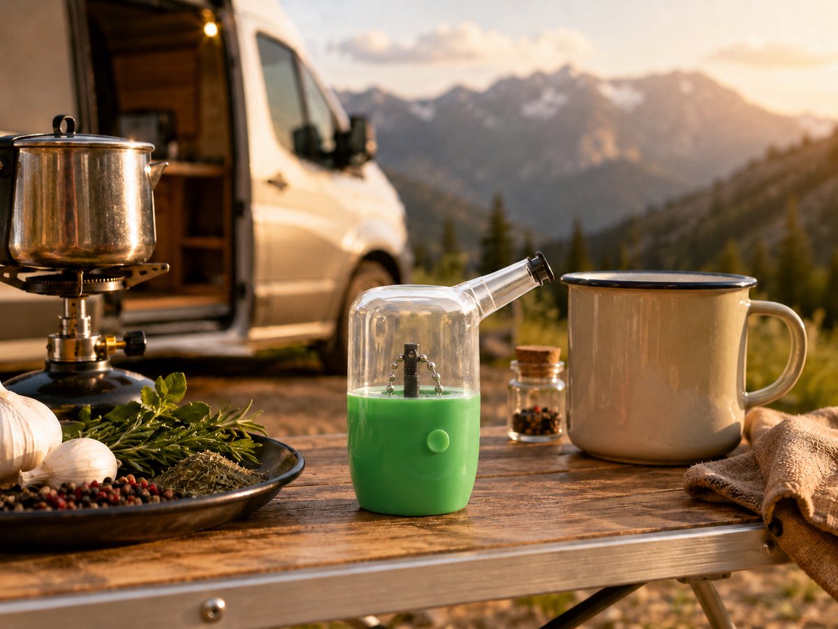 Zirkle MiniSpout - Elektrische Kruidenmaler / Specerijmolen / Mini Spice Grinder / Kruidenmolen - Oplaadbaar - Voor Gedroogde Kruiden, Kruidenmixen en Specerijen - Compact voor Thuis, Reizen en Camping - Groen