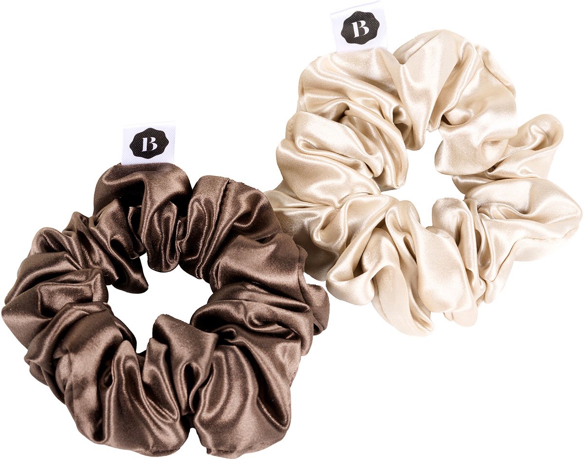 Beauty Pillow – Luxury Silk Scrunchies Champagne & Brown — cadeau in Mode & Accessoires - foto 2