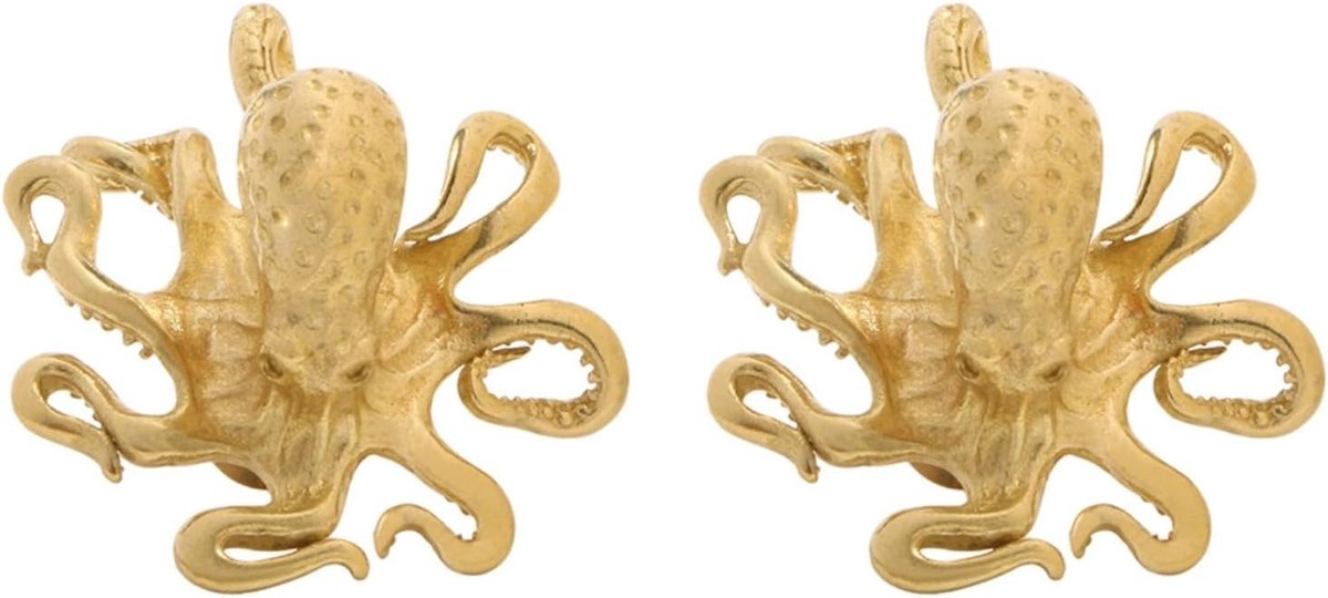 Octopus Deurklink - Dierenkast Trekkers - Kasten Decoreren - Massief Messing - 3.6x3.8cm -