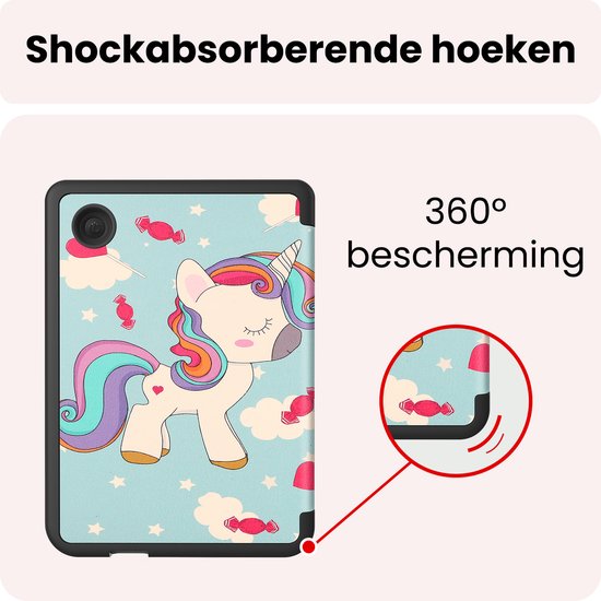 Hoes Geschikt voor Kobo Clara 2E Hoesje Bookcase Cover Book Case Hoes Sleepcover Trifold - Eenhoorn — afbeelding 5