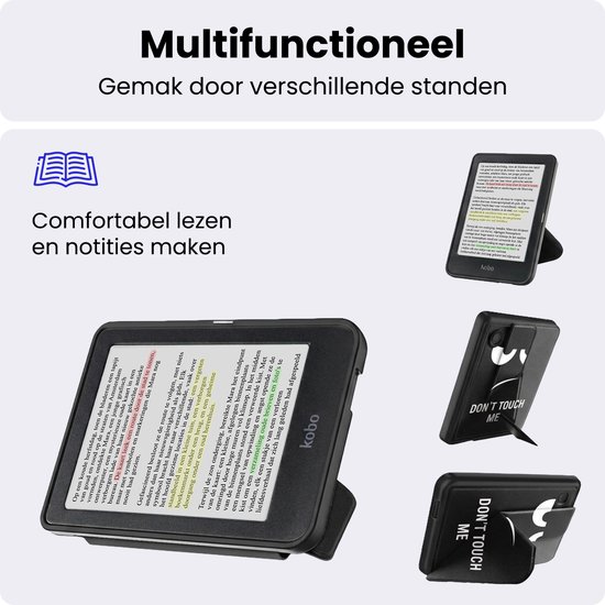 Hoes Geschikt voor Kobo Clara Colour - Met Screenprotector - Luxe E-reader Trifold Case - Bescherm Hoesje Book Cover - Don't Touch Me — afbeelding 3