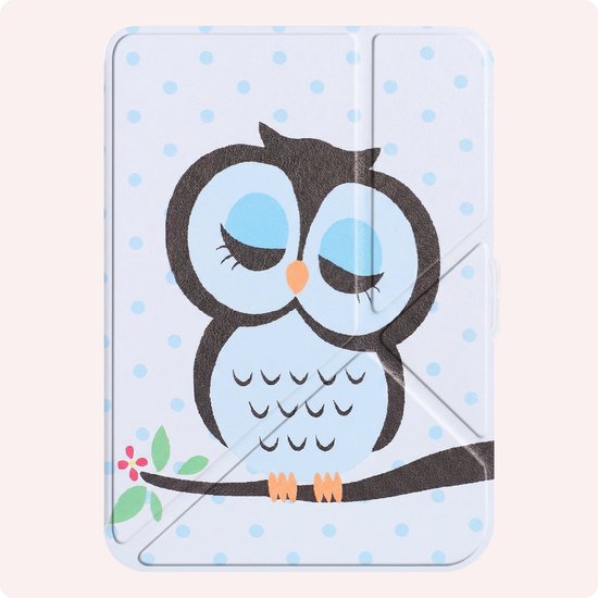 Hoes Geschikt voor Kobo Clara HD Hoesje Bookcase Cover Book Case Hoes Sleepcover Trifold - Uil — afbeelding 4