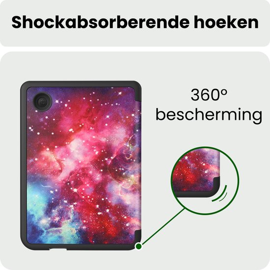 Hoes Geschikt voor Kobo Clara Colour Hoesje Bookcase Cover Hoes Trifold Met Screenprotector - Hoesje Geschikt voor Kobo Clara Colour Hoes Cover Case - Galaxy — afbeelding 5