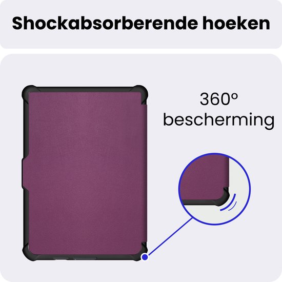 Hoes Geschikt voor Kobo Clara HD - Luxe E-reader Trifold Case - Bescherm Hoesje Book Cover - Paars — afbeelding 4