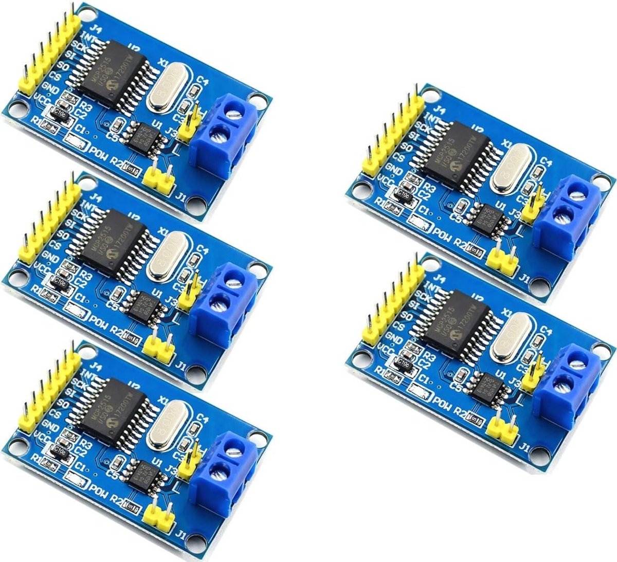 CAN Bus Module - TJA1050 Ontvanger - Microcontroller Projecten - SPI Interface Protocol - 5 Stuks - Groen