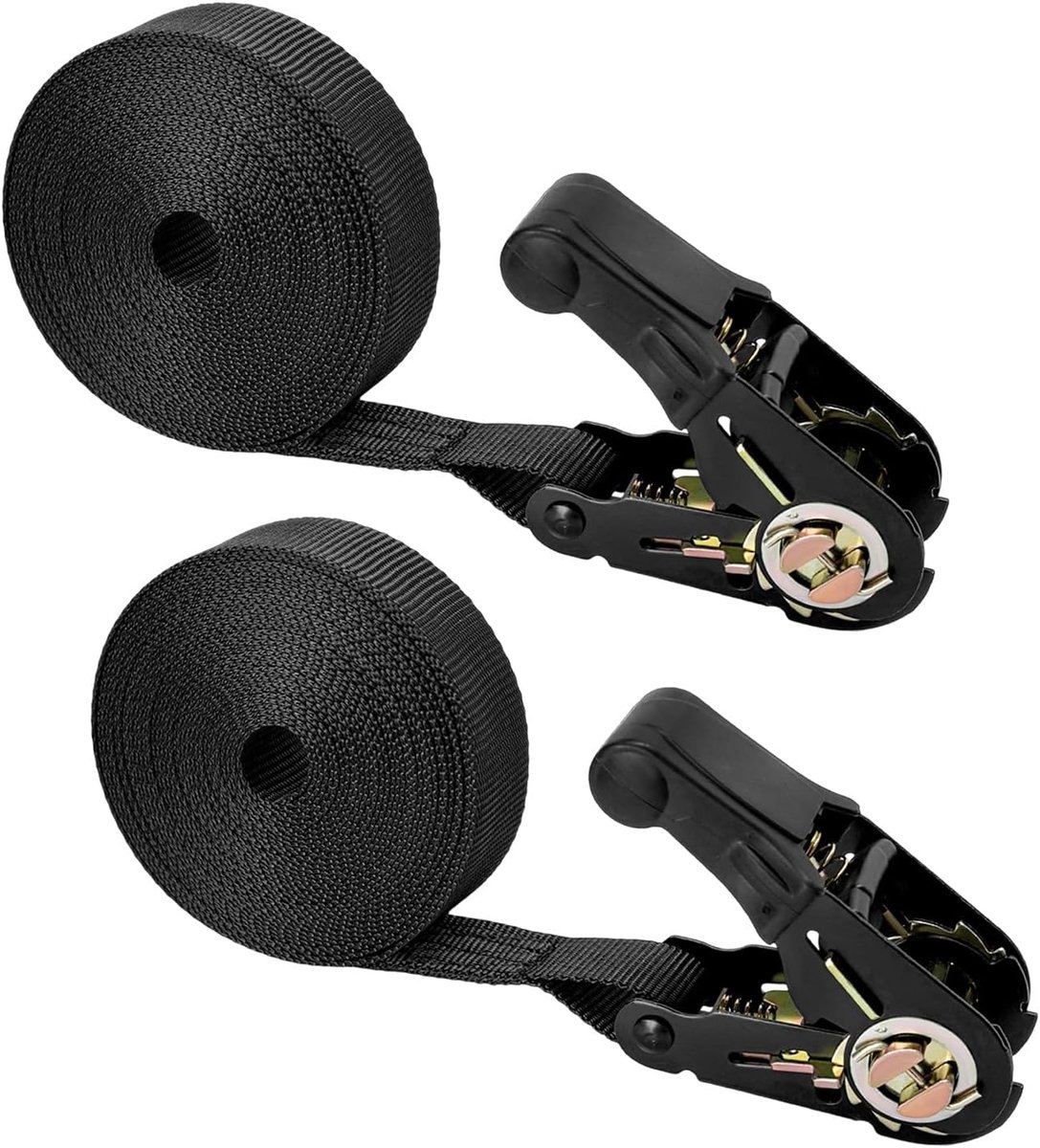 Spanbanden Set - Bevestigingsriemen Ratel - Goederen Vervoeren - Haakloos Ontwerp - 20 Voet Lengte - Zwart