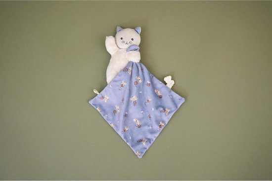 Zacht vierkant knuffel - Pluche kat - Baby comfort - Gerecyclede materialen - 18x18 cm - Groen paars — afbeelding 5