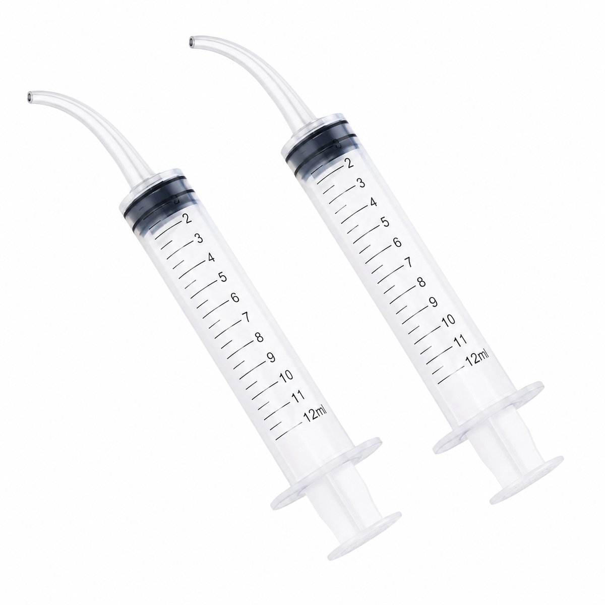 Kaakspuit zonder naald - spuit - 2 Stuks - 12ML - injectiespuit zonder naald - doseerspuit - wegwerpspuit - elleboogspuit mond - kaakspuitje met gebogen tip - mond spuit -