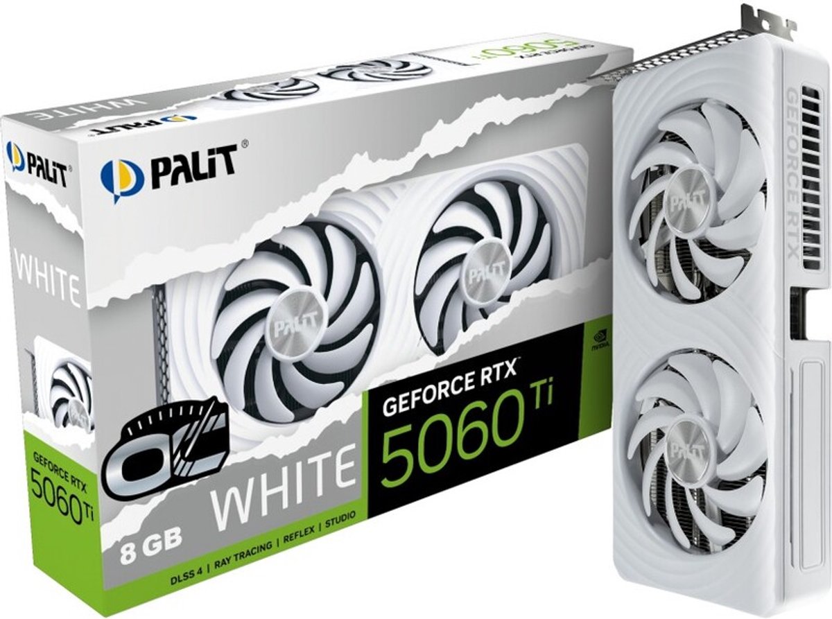 Palit NVIDIA GeForce RTX 5060 Ti OC - Videokaart - 8GB - GDDR7 - PCIe 5.0 - 1x HDMI 2.1b - 2x DisplayPort 2.1