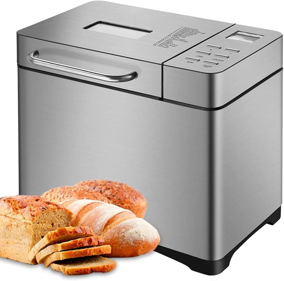 Broodbakmachine - Broodmaker - Vers Brood Maken - Met Notendispenser - 2 Lb Capaciteit - Zilver