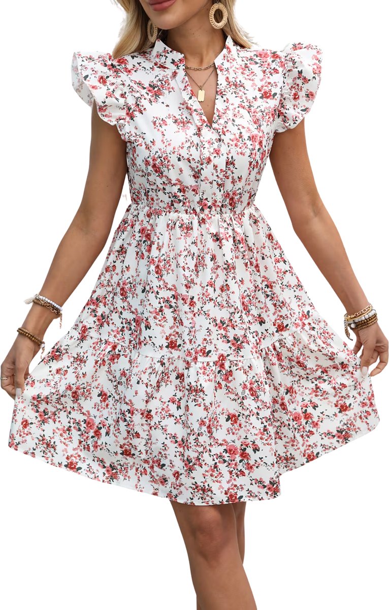 Currero Zomerjurk Dames Zomerjurken Volwassenen Vrouwen Midi Jurk Ibiza Stijl Sundress Dress Perzik