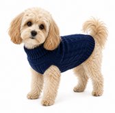 Honden Trui Gebreid Navy - Maat XXL – Warme Puppy & Kleine Hond Trui – Zachte Kabel Knit Sweater voor Herfst & Winter – Navy