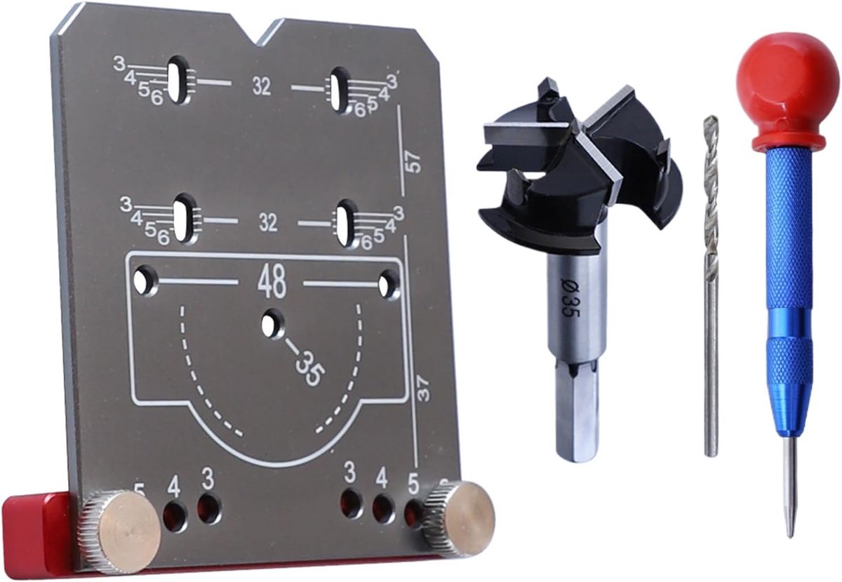 Deurband Sjabloon - Scharnier Hulp - Timmerwerk Precisie - Verstelbaar Aluminium - 8.5 x 1.2 x 8 cm - Zilver