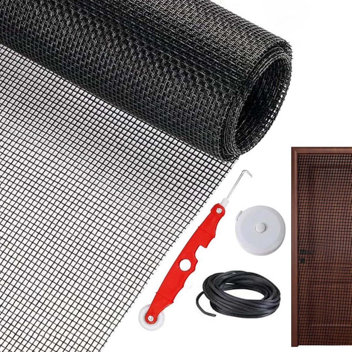 Horren Rol - Raamfolie Reparatie - Buiten Leven - Dierbestendig Gaas - 400x120 cm - Zwart