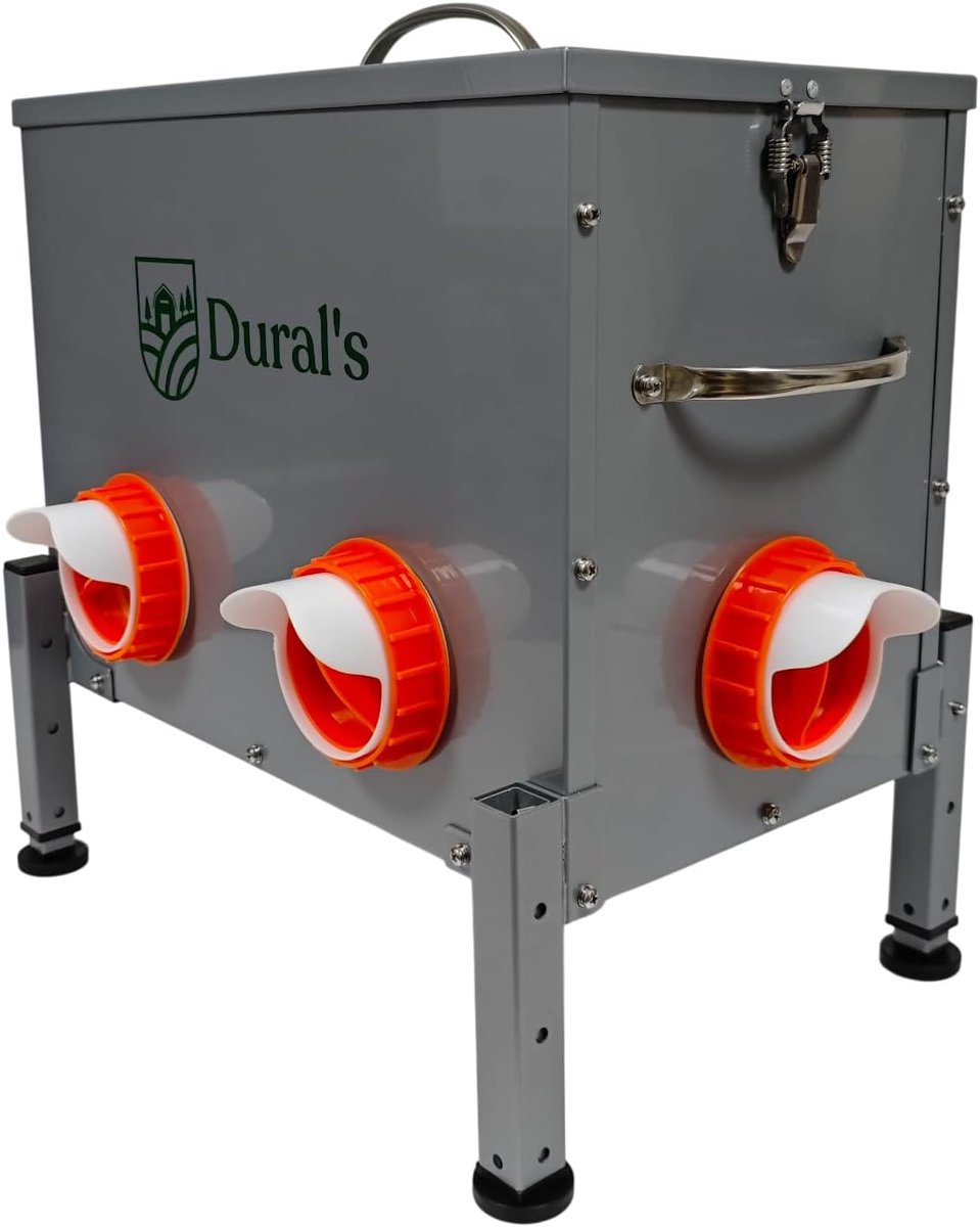 Voederbak Kippen - Pluimvee voerbak - Voer verstrekken - Rattenbestendig ontwerp - 30 Pounds capaciteit - Metaal