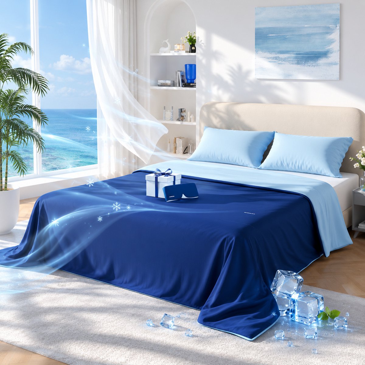 CHICASA Zomerdekbed - Lichtgewicht Dekbed 140x200 cm – Ademend & Comfortabel – Dubbelzijdig – OEKO-TEX® Gecertificeerd – Antibacterieel – Machinewasbaar – Blauw
